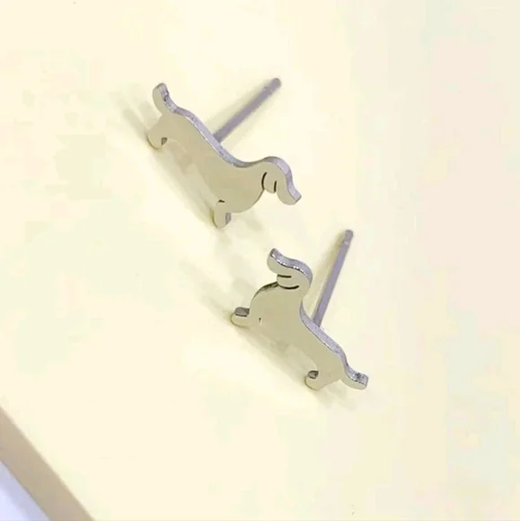 💥LAST ONE💥Mini Dachshund Stainless Steel Post Earrings, unisex - Picture 2 of 2
